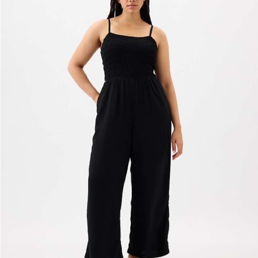 GAP Smocked Wide-Leg Jumpsuit Black NWT